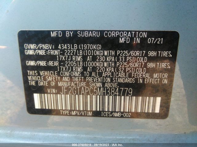 Photo 8 VIN: JF2GTAPC5MH384779 - SUBARU CROSSTREK 