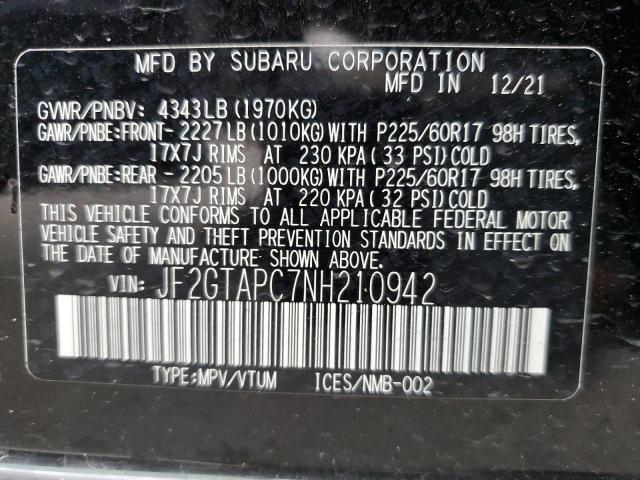 Photo 9 VIN: JF2GTAPC7NH210942 - SUBARU CROSSTREK 