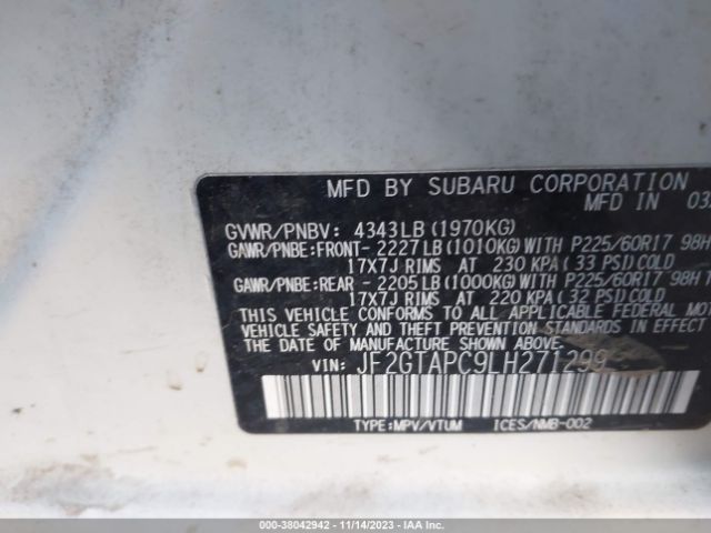 Photo 8 VIN: JF2GTAPC9LH271299 - SUBARU CROSSTREK 