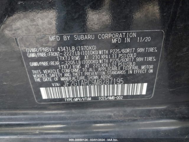 Photo 8 VIN: JF2GTAPC9M8287195 - SUBARU CROSSTREK 