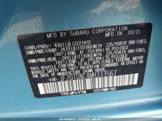 Photo 8 VIN: JF2GTDNC4MH333567 - SUBARU CROSSTREK 