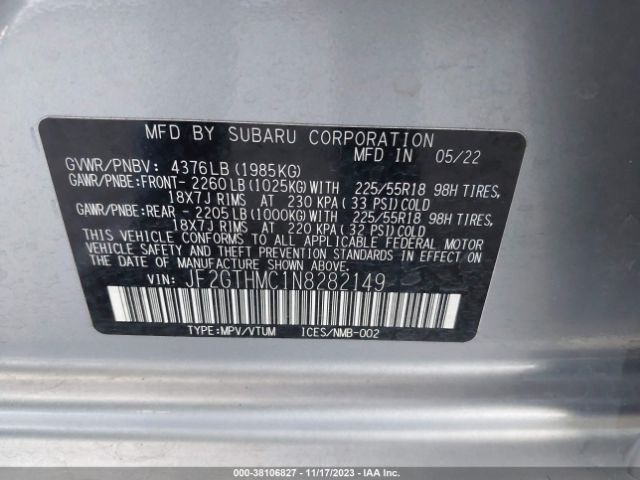 Photo 8 VIN: JF2GTHMC1N8282149 - SUBARU CROSSTREK 