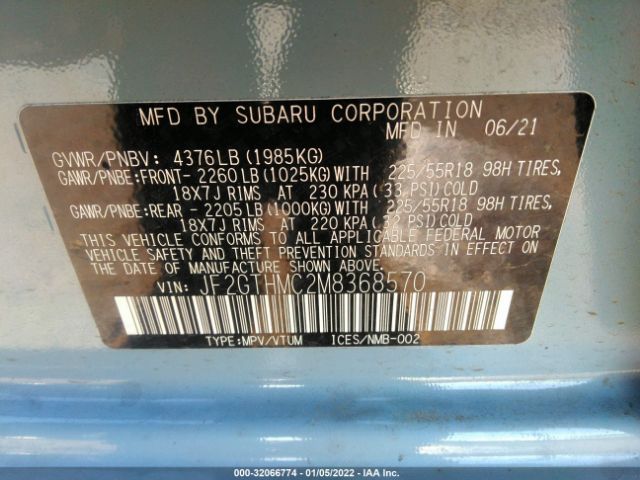 Photo 8 VIN: JF2GTHMC2M8368570 - SUBARU CROSSTREK 