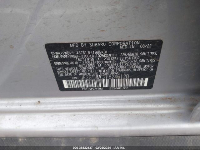 Photo 8 VIN: JF2GTHMC2P8246120 - SUBARU CROSSTREK 