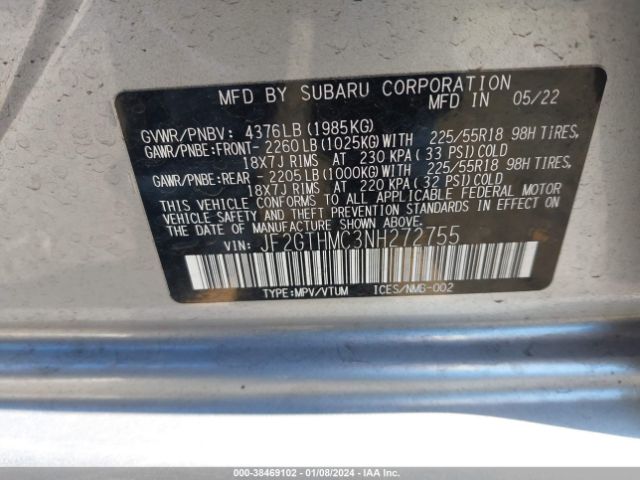 Photo 8 VIN: JF2GTHMC3NH272755 - SUBARU CROSSTREK 