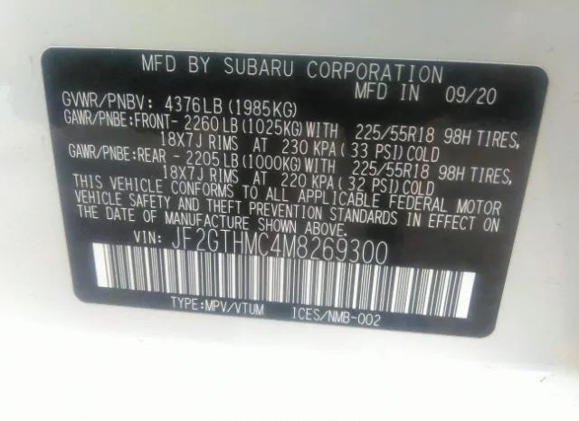 Photo 8 VIN: JF2GTHMC4M8269300 - SUBARU CROSSTREK 