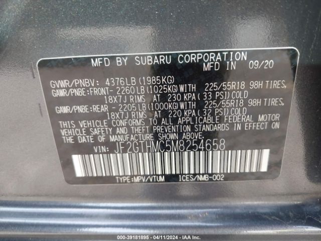 Photo 8 VIN: JF2GTHMC5M8254658 - SUBARU CROSSTREK 