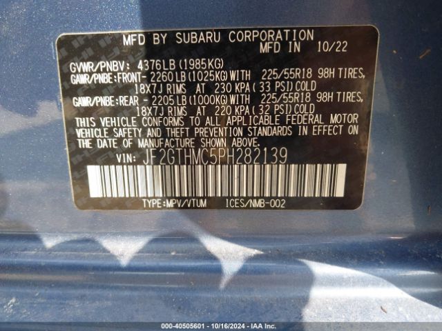 Photo 8 VIN: JF2GTHMC5PH282139 - SUBARU CROSSTREK 