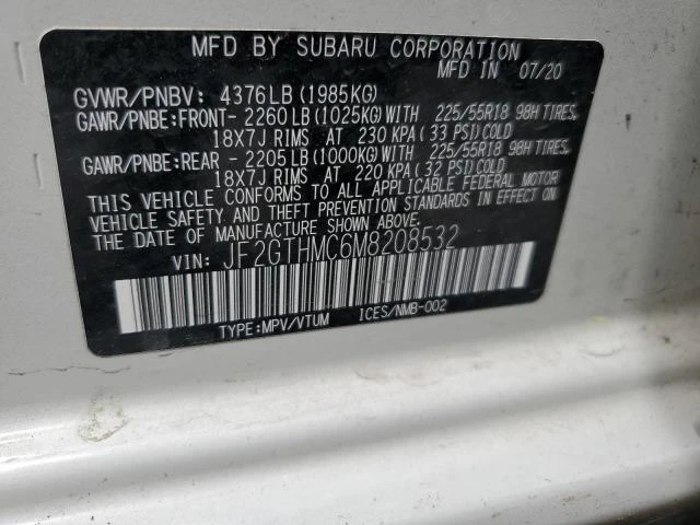 Photo 12 VIN: JF2GTHMC6M8208532 - SUBARU CROSSTREK 