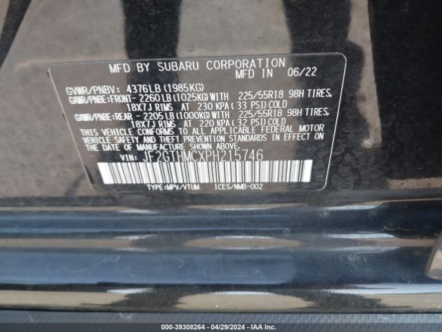 Photo 8 VIN: JF2GTHMCXPH215746 - SUBARU CROSSTREK 