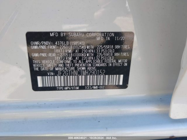 Photo 8 VIN: JF2GTHNC1MH290152 - SUBARU CROSSTREK 