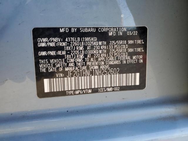 Photo 12 VIN: JF2GTHNC1NH252602 - SUBARU CROSSTREK 