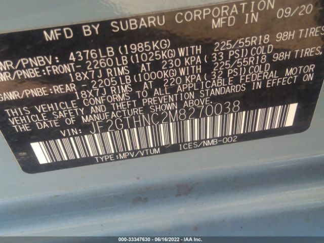 Photo 8 VIN: JF2GTHNC2M8270038 - SUBARU CROSSTREK 