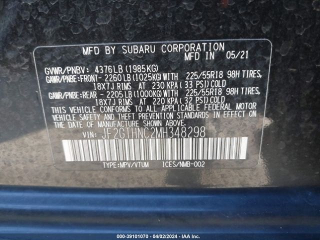 Photo 8 VIN: JF2GTHNC2MH348298 - SUBARU CROSSTREK 