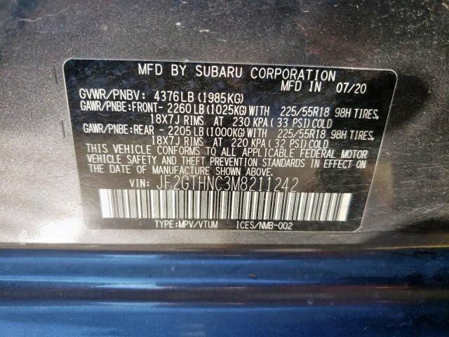 Photo 9 VIN: JF2GTHNC3M8211242 - SUBARU CROSSTREK 