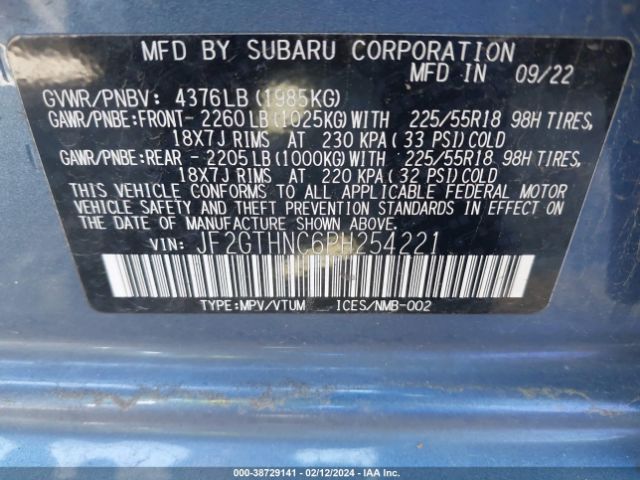 Photo 8 VIN: JF2GTHNC6PH254221 - SUBARU CROSSTREK 