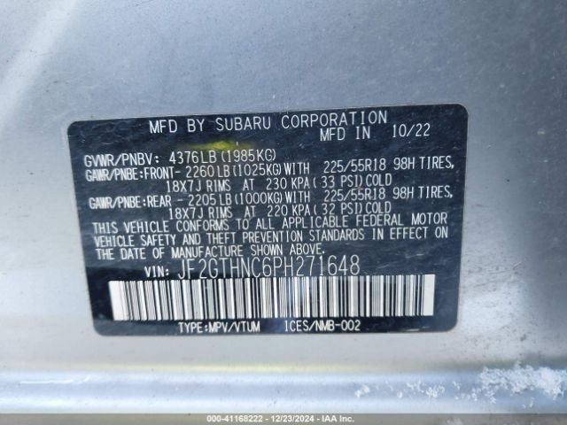 Photo 8 VIN: JF2GTHNC6PH271648 - SUBARU CROSSTREK 