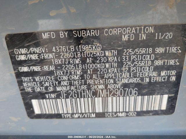 Photo 8 VIN: JF2GTHNC7MH290706 - SUBARU CROSSTREK 