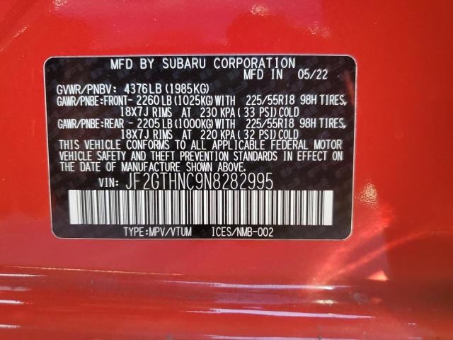 Photo 12 VIN: JF2GTHNC9N8282995 - SUBARU CROSSTREK 