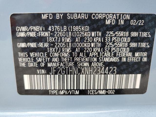 Photo 12 VIN: JF2GTHNCXNH234423 - SUBARU CROSSTREK 