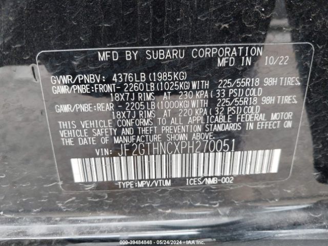 Photo 8 VIN: JF2GTHNCXPH270051 - SUBARU CROSSTREK 