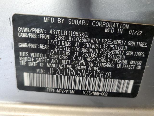 Photo 12 VIN: JF2GTHRC5NH216678 - SUBARU CROSSTREK 