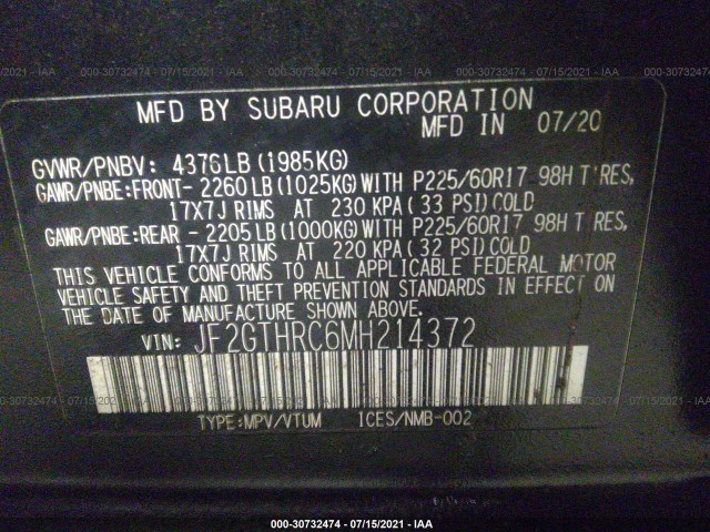 Photo 8 VIN: JF2GTHRC6MH214372 - SUBARU CROSSTREK 