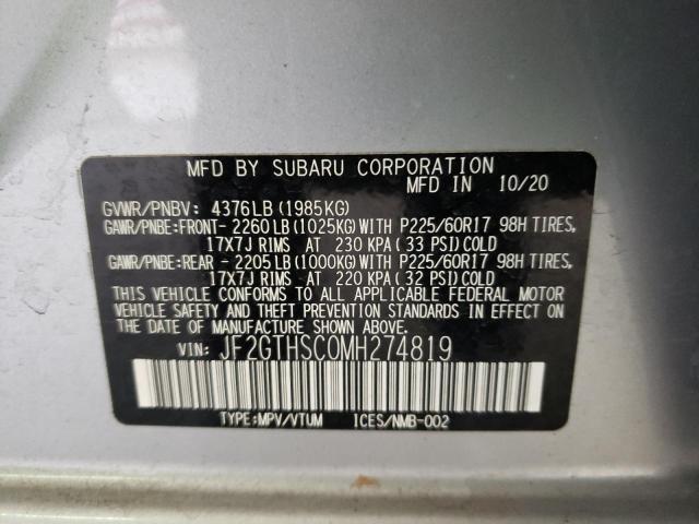 Photo 12 VIN: JF2GTHSC0MH274819 - SUBARU CROSSTREK 