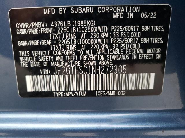 Photo 9 VIN: JF2GTHSC1NH272305 - SUBARU CROSSTREK 