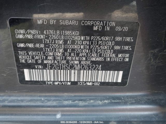 Photo 8 VIN: JF2GTHSC2MH263224 - SUBARU CROSSTREK 