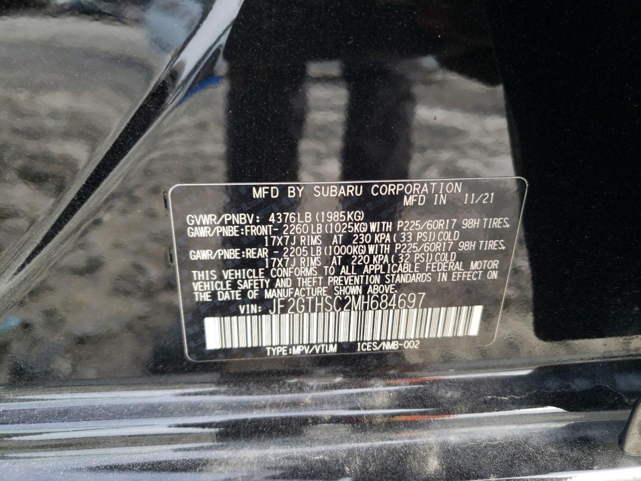 Photo 11 VIN: JF2GTHSC2MH684697 - SUBARU ASCENT 