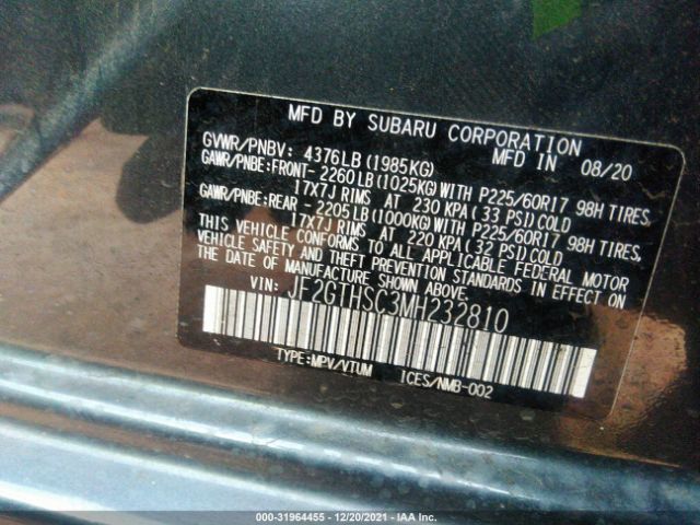 Photo 8 VIN: JF2GTHSC3MH232810 - SUBARU CROSSTREK 