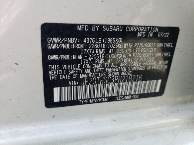 Photo 12 VIN: JF2GTHSC3PH218216 - SUBARU CROSSTREK 