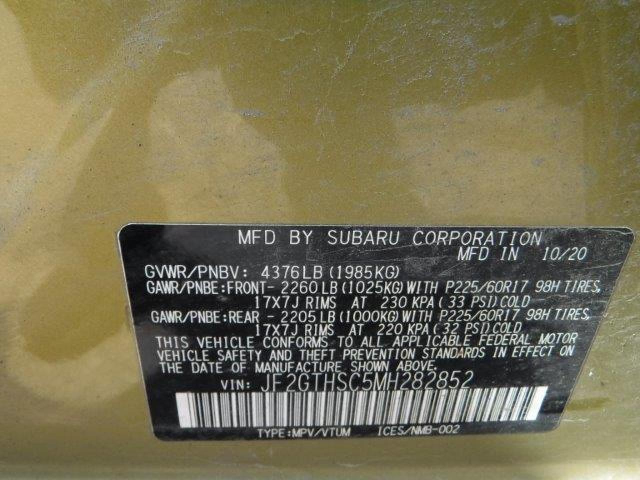 Photo 11 VIN: JF2GTHSC5MH282852 - SUBARU CROSSTREK 