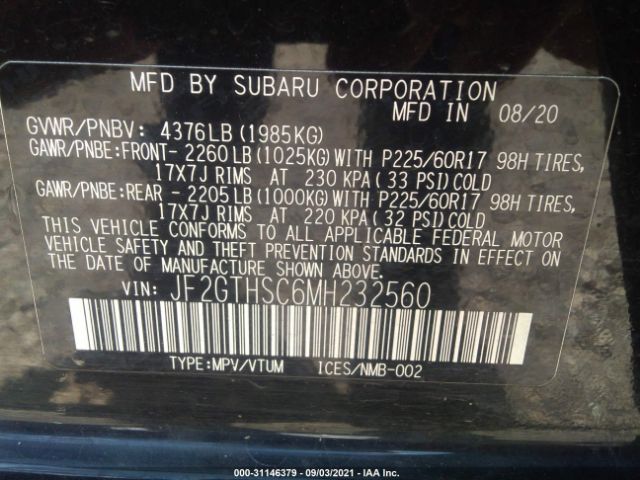 Photo 8 VIN: JF2GTHSC6MH232560 - SUBARU CROSSTREK 