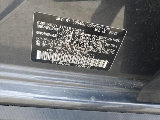 Photo 11 VIN: JF2GTHSC6NH253023 - SUBARU CROSSTREK 