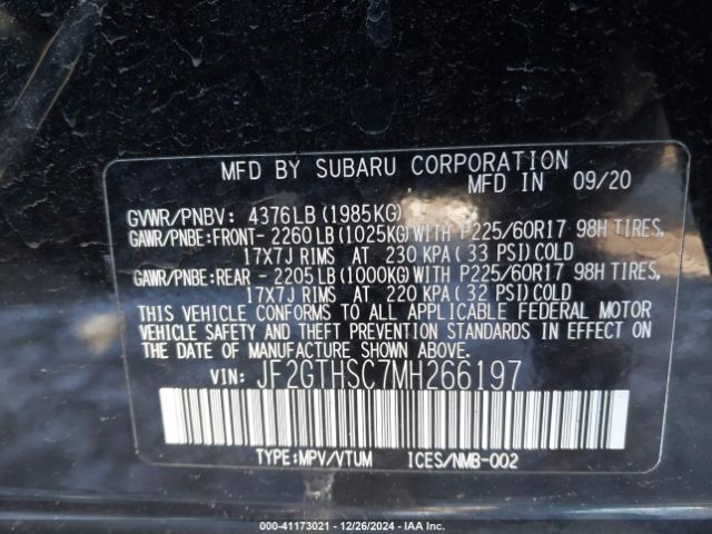 Photo 8 VIN: JF2GTHSC7MH266197 - SUBARU CROSSTREK 