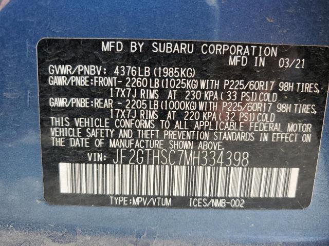 Photo 12 VIN: JF2GTHSC7MH334398 - SUBARU CROSSTREK 