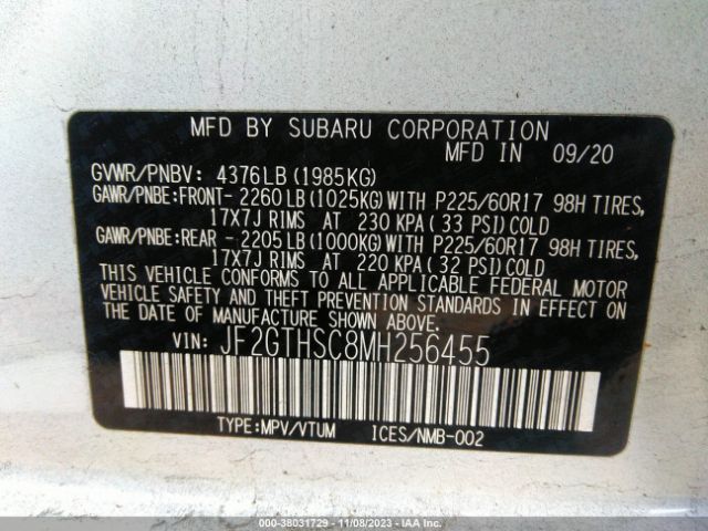 Photo 8 VIN: JF2GTHSC8MH256455 - SUBARU CROSSTREK 