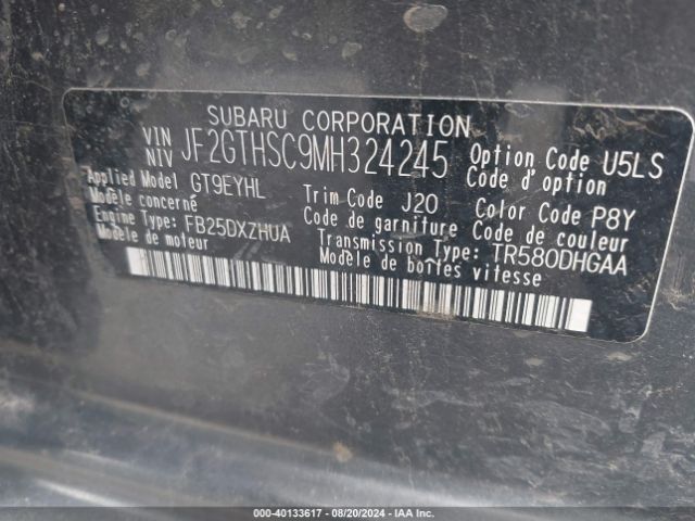 Photo 8 VIN: JF2GTHSC9MH324245 - SUBARU CROSSTREK 