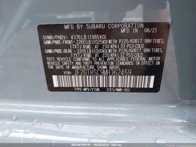 Photo 8 VIN: JF2GTHSC9MH362459 - SUBARU CROSSTREK 