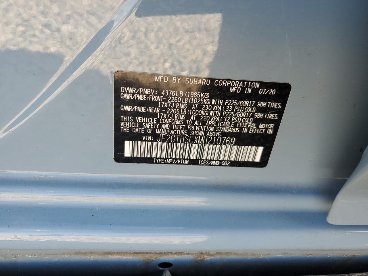 Photo 12 VIN: JF2GTHSCXMH210769 - SUBARU CROSSTREK 