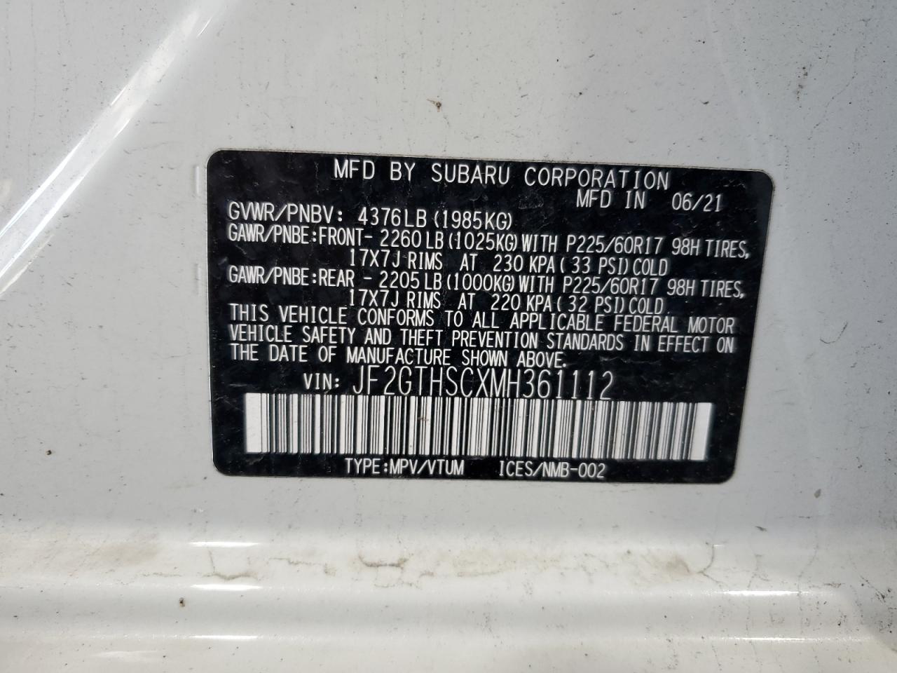 Photo 13 VIN: JF2GTHSCXMH361112 - SUBARU CROSSTREK 