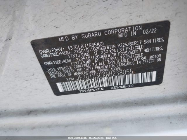 Photo 8 VIN: JF2GTHSCXNH238055 - SUBARU CROSSTREK 