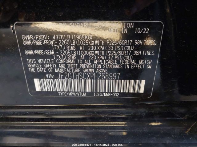 Photo 8 VIN: JF2GTHSCXPH268997 - SUBARU CROSSTREK 