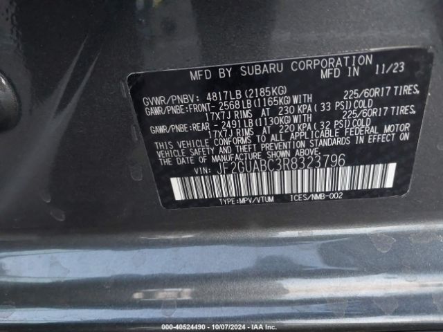 Photo 8 VIN: JF2GUABC3R8323796 - SUBARU CROSSTREK 