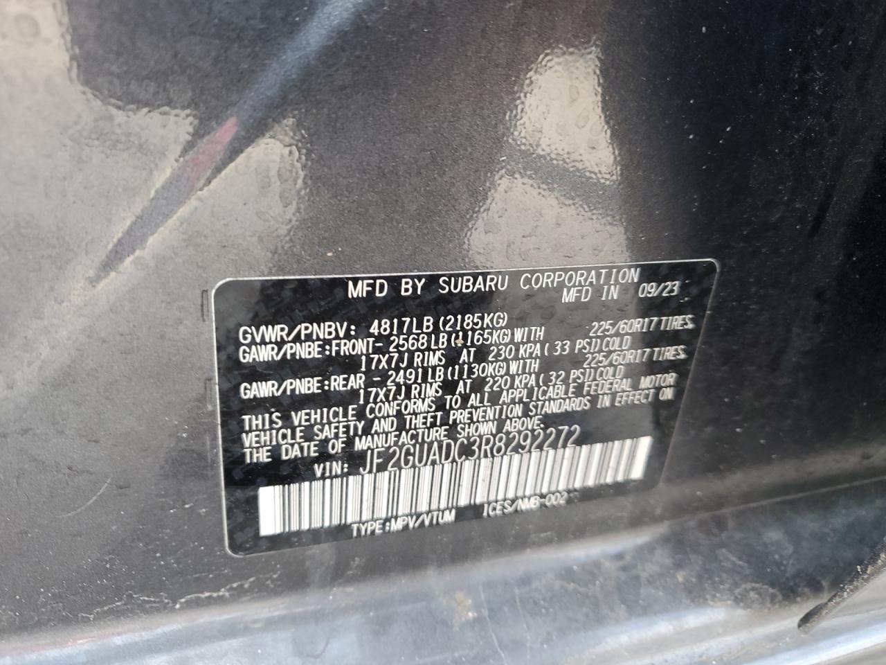 Photo 11 VIN: JF2GUADC3R8292272 - SUBARU CROSSTREK 