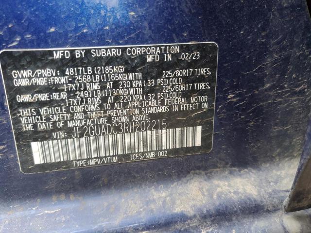 Photo 12 VIN: JF2GUADC3RH202215 - SUBARU CROSSTREK 