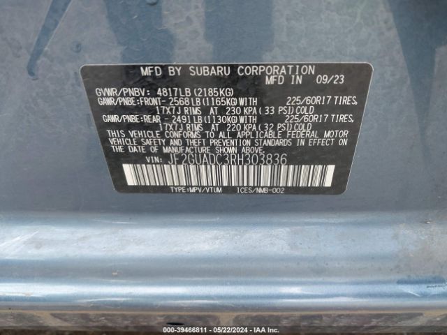 Photo 8 VIN: JF2GUADC3RH303836 - SUBARU CROSSTREK 