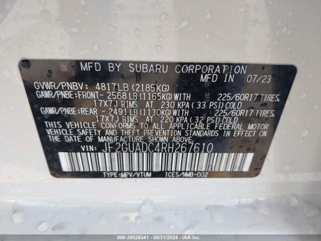 Photo 8 VIN: JF2GUADC4RH267610 - SUBARU CROSSTREK 